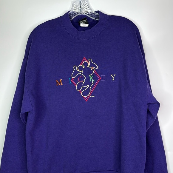 Vintage Mickey Purple Crewneck Sweatshirt Large - Picture 2 of 8